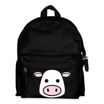 Mignonne Tête de Vache Visage Vector de la BD - Sac à dos Enfant - noir - Devant