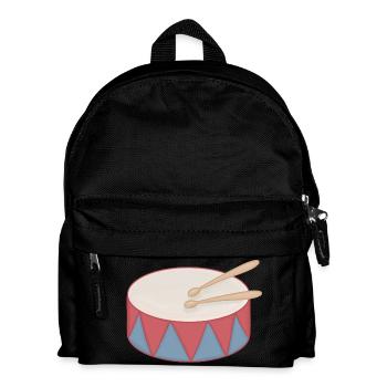 Cartoon Trommel mit Dreiecksdekor - Kinder Rucksack - Schwarz - Vorne