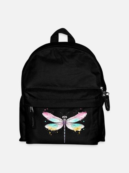 Dragonfly with watercolor wings - Kids' Backpack - black