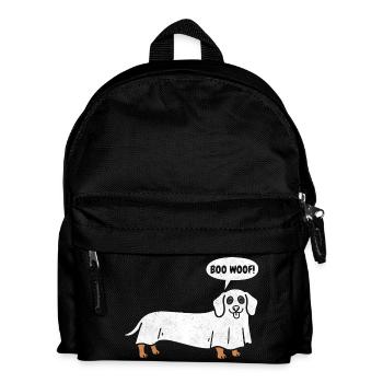 Dachshund Boo Woof - Ghost Funny Halloween Dog - Kids' Backpack - black - Front