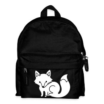 Fuchs Silhouette – Waldtier Minimal Motiv - Kinder Rucksack - Schwarz - Vorne