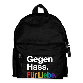 Regenbogen Liebe Statement Spruch Shirt CSD - Kinder Rucksack - Schwarz - Vorne