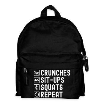 Gym Junkies Crunches Sit-Ups Squats Calisthenics - Kinder Rucksack - Schwarz - Vorne