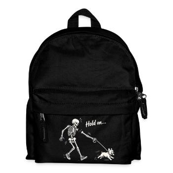 Skelett spaziert mit French Bulldog dunkler Humor - Kinder Rucksack - Schwarz - Vorne