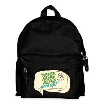 Never Give Up Winston Churchill Zitat - Kinder Rucksack - Schwarz - Vorne
