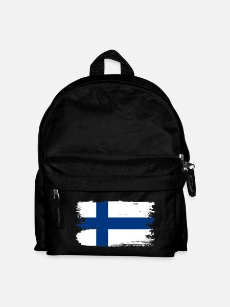 Finnish Flag Brush Stroke - Kids' Backpack - black