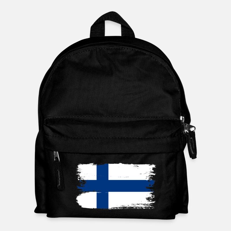 Finnish Flag Brush Stroke - Kids' Backpack - black