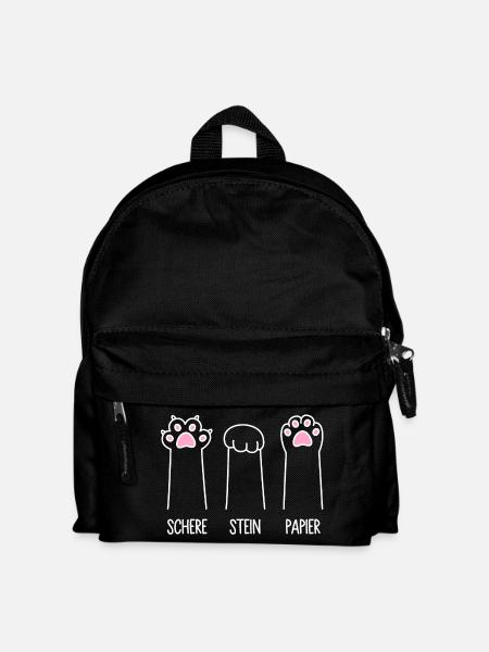 Katze Pfote Katzenpfoten Spiel Schere Stein Papier - Kinder Rucksack - Schwarz