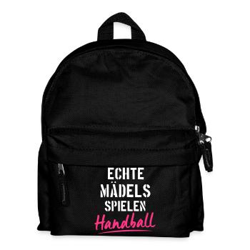 Echte Mädels spielen Handball - Handballerin - Kinder Rucksack - Schwarz - Vorne