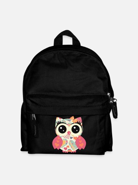 Eule_Retro Herz - Kinder Rucksack - Schwarz