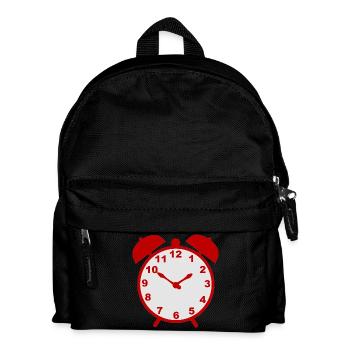 Klassischer Wecker mit rotem Rahmen - Kinder Rucksack - Schwarz - Vorne
