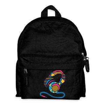 Kopfhörer Muster und Streifen - Kinder Rucksack - Schwarz - Vorne