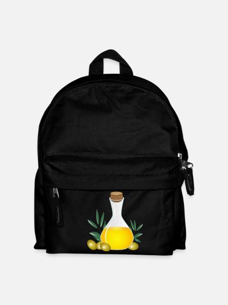 Olivenöl in einer Karaffe mit Oliven und Ölzweige - Kinder Rucksack - Schwarz