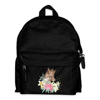 Fox with golden crown and beautiful lilies - Kids' Backpack - black - Front