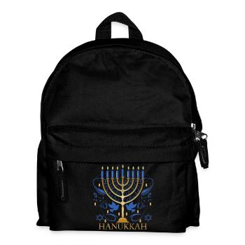 gold-colored Hanukkah candlestick with two doves - Kids' Backpack - black - Front