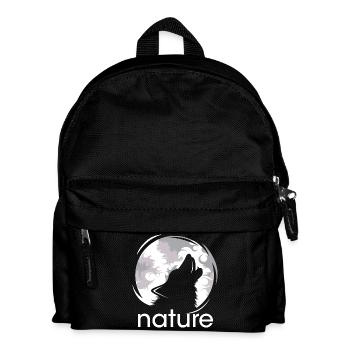 Nature Loup Lune Howl Soir Nuit Ombre Logo - Sac à dos Enfant - noir - Devant