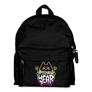 Happy New Year Cat #3 Frohes Neues Jahr Katze - Kinder Rucksack - Schwarz - Vorne