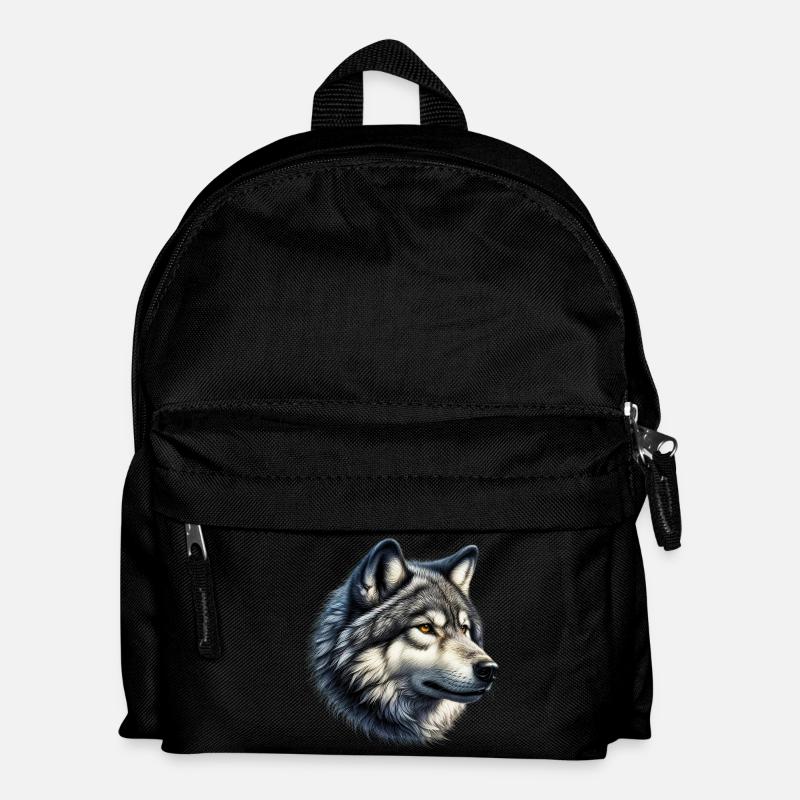Wolf - Kinder Rucksack - Schwarz