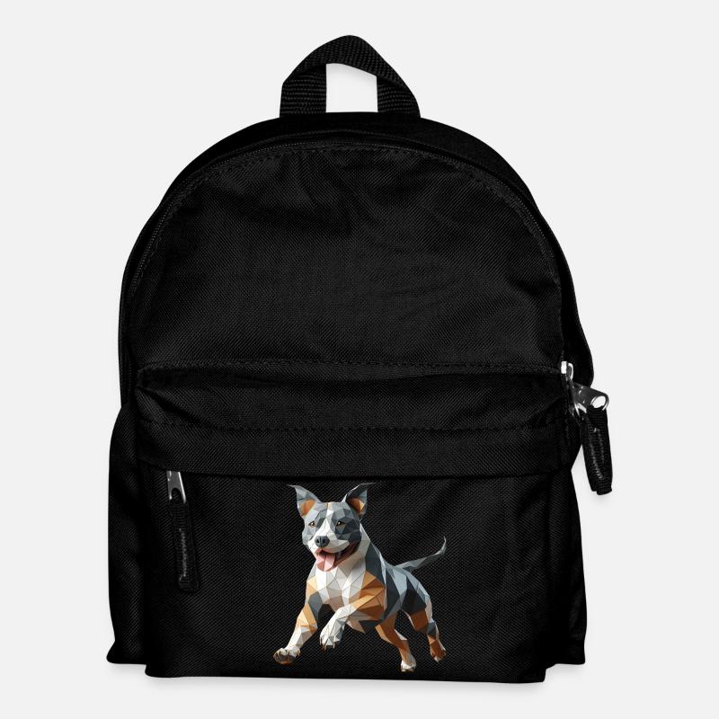 Staffy Origami 3D geometrischer Hund - Kinder Rucksack - Schwarz