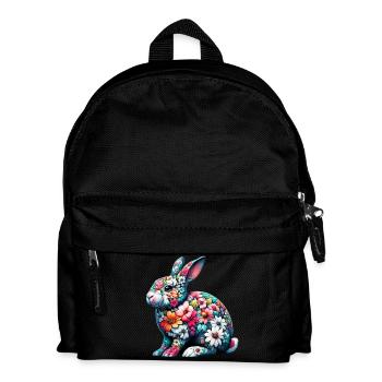 Rabbit decorated with flowers - Kids' Backpack - black - Front