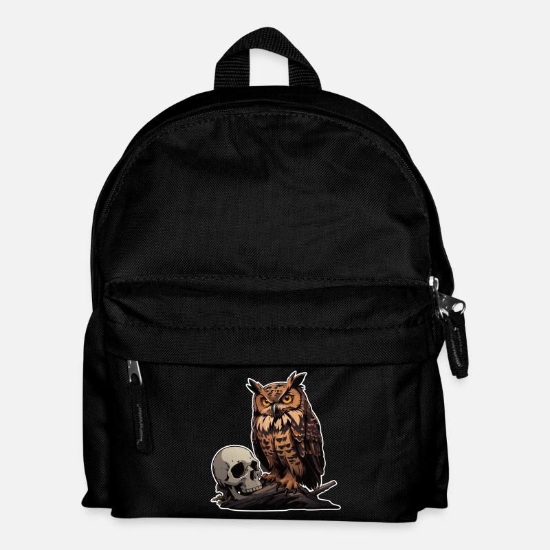 Mystische Eule sitzt auf einem Skull - Kinder Rucksack - Schwarz