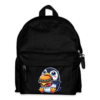 mignon pingouin burger dessin animé restauration rapide - Sac à dos Enfant - noir - Devant