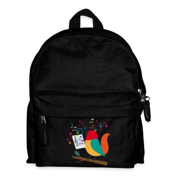 Singing Bird with Colorful Notes – Musical Motif - Kids' Backpack - black - Front