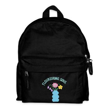 Flourishing Soul - Blumenstrauß in Vase - Geschenk - Kinder Rucksack - Schwarz - Vorne