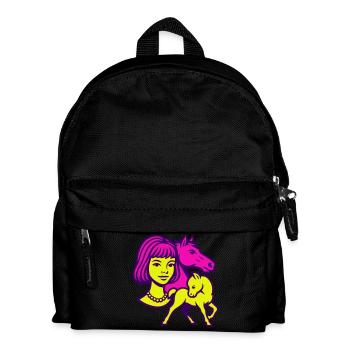Pferdemädchen Pop-Art - Kinder Rucksack - Schwarz - Vorne