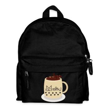 Cat Face Mug with Paw Prints - Kids' Backpack - black - Front
