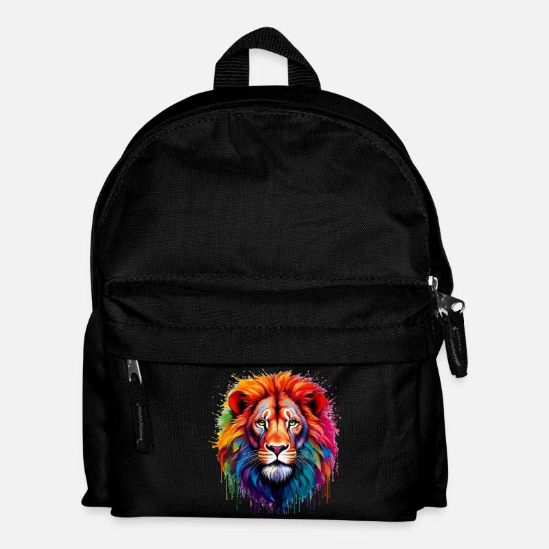 Regenbogenlöwe Kunstspritzer - Kinder Rucksack - Schwarz