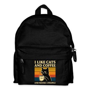 Retro Humor Ich mag Katzen & Kaffee Stubentiger - Kinder Rucksack - Schwarz - Vorne