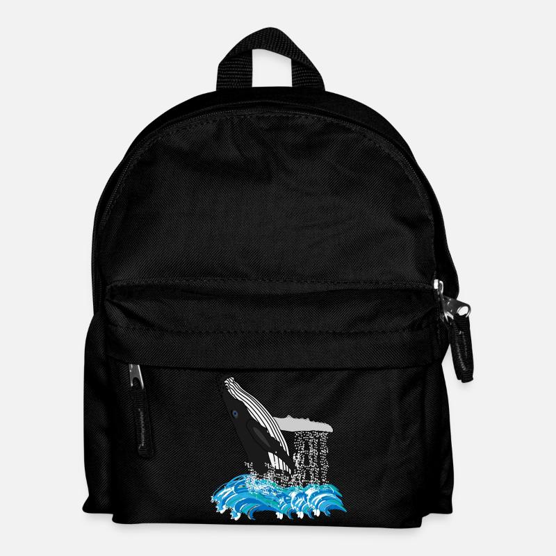 Buckelwal-Druck - Kinder Rucksack - Schwarz