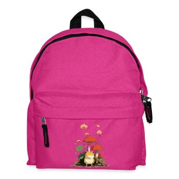 Frog in front of red mushrooms in the forest - Kids' Backpack - fuchsia - Front