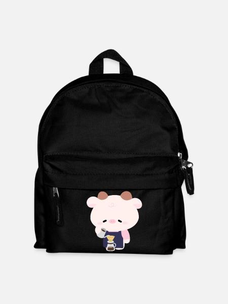 Kawaii Cow Barista - Kids' Backpack - black