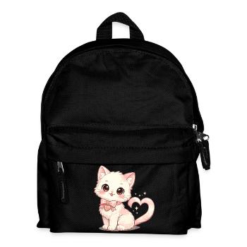 Chat pastel avec un nœud en forme de cœur - Sac à dos Enfant - noir - Devant
