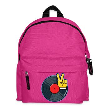 Album vinyle avec la main montrant le signe de la paix - Sac à dos Enfant - fuchsia - Devant