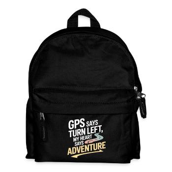 GPS sagt links abbiegen Mein Herz sagt Abenteuer GIS - Kinder Rucksack - Schwarz - Vorne