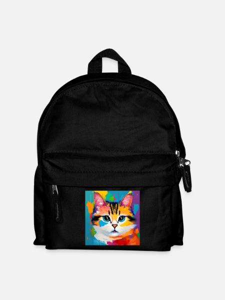 Katze Hauskatze Ölgemälde - Kinder Rucksack - Schwarz