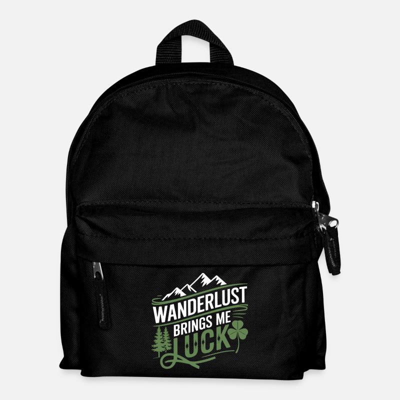 Wanderlust brings me luck - Kids' Backpack - black