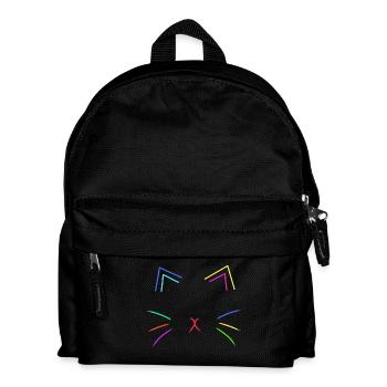 Katzengesicht Retro 80er Vintage 90er Katze Katzen - Kinder Rucksack - Schwarz - Vorne