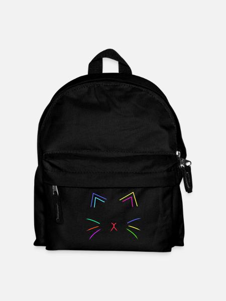 Katzengesicht Retro 80er Vintage 90er Katze Katzen - Kinder Rucksack - Schwarz