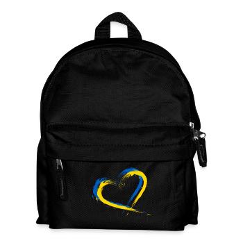 Herz Bürste Flagge der Ukraine Design Farbe Fahne - Kinder Rucksack - Schwarz - Vorne