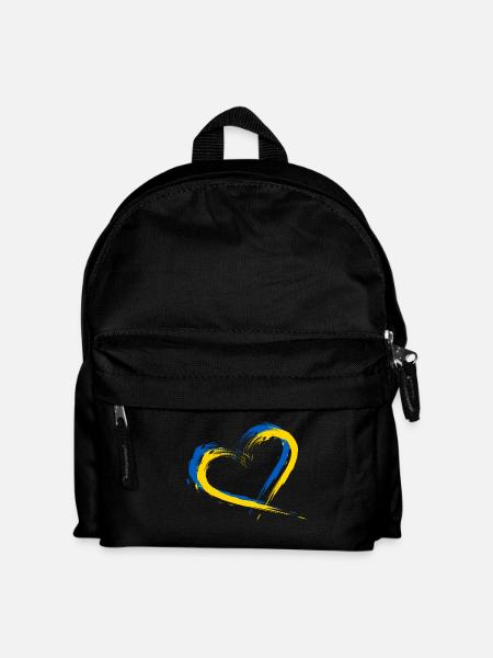 Herz Bürste Flagge der Ukraine Design Farbe Fahne - Kinder Rucksack - Schwarz