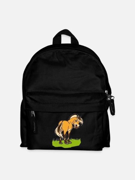 Freundliches Fjordpferd (Ohne Text) Weisse Umrisse - Kids' Backpack - black