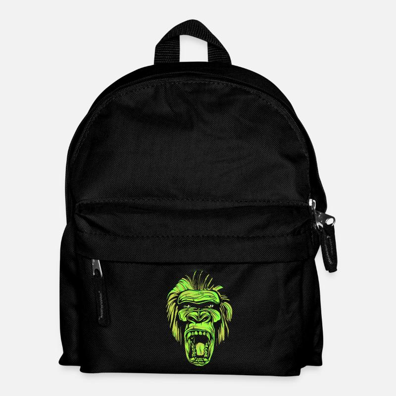 Screaming gorilla head in neon style - Kids' Backpack - black