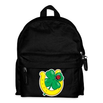 Lucky charm with cloverleaf horseshoe & ladybug - Kids' Backpack - black - Front