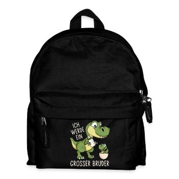 Dinosaurier Dino Baby Ich werde ein großer Bruder - Kinder Rucksack - Schwarz - Vorne