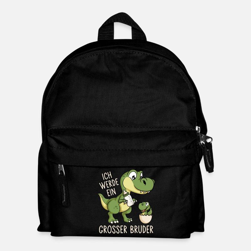 Dinosaurier Dino Baby Ich werde ein großer Bruder - Kinder Rucksack - Schwarz
