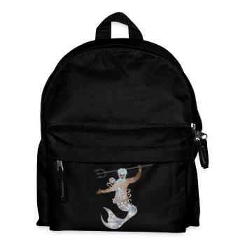 mysterious Aquarius with trident and fin - Kids' Backpack - black - Front